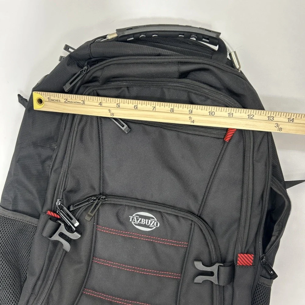 Tazbuzo 18.4x 13 Inch Black Red Travel Laptop Backpack Men's